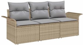 vidaXL Kerti Kanapé Szett párnával tárolóval 3 pcs Bézs Poli rattan