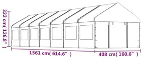 fehér polietilén pavilon tetővel 15,61 x 4,08 x 3,22 m