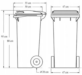 Hulladéktároló 120L sárga