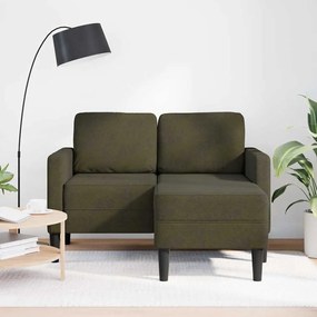 katona-zöld műbőr 2 üléses kanapé L-alakú kanapéval 125 cm