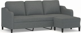 vidaXL 3 személyes sötétszürke szövet kanapé lábtartóval 180 cm