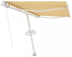 sárga-fehér kézzel kihúzható póznás napellenző 300 x 250 cm