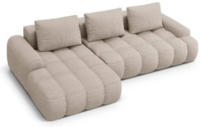 Világosbarna kinyitható-tárolóhelyes sarokkanapé (bal oldali-heverő résszel) Linz – Cosmopolitan Design