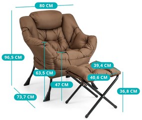 Relax fotel lábtartóval, barna