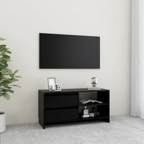 Fekete tömör fenyőfa tv-szekrény 80 x 31 x 39 cm