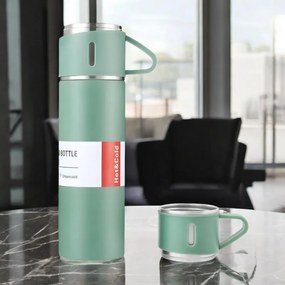 Termosz 500 ml 3 csészével HOT&COLD, zöld