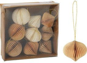 9 db-os karácsonyi díszkészlet, arany-bézs, 6 cm, honeycomb