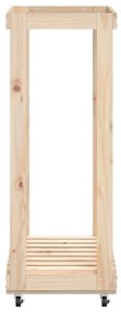 tömör fenyőfa rönktároló kerekekkel 76,5 x 40 x 108 cm
