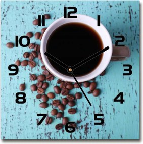 Modern lógó üveg falióra Fekete kávé 30x30