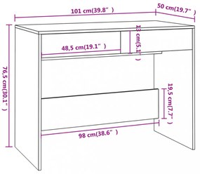 betonszürke szerelt fa íróasztal 101x50x76,5 cm