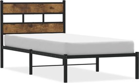 vidaXL füstös tölgy színű fém ágykeret matrac nélkül 107 x 203 cm