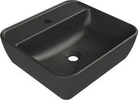 CeraStyle ONE - PULTRA ültethető - Top Counter - porcelán mosdó - - MATT FEKETE - 46 x 42 cm