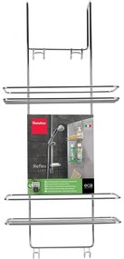 Fényes ezüstszínű függő öntapadós acél fürdőszobai polc Luxy – Metaltex