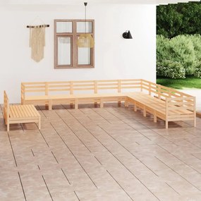 11 részes tömör fenyőfa kerti bútorgarnitúra