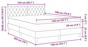 Boxspring Ágy Matrac Tiszta Szürke 140x190 cm Bársony