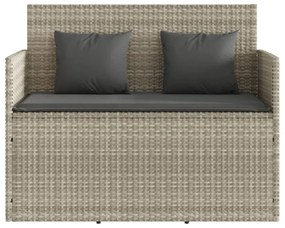 világosszürke polyrattan kerti pad párnákkal