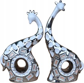 Dekoratív Szett 2 Db Zsiráf Figura Szett Fehér