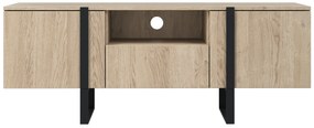 Verica 150 cm-es TV-szekrény nyitott polccal - szivacsos tölgy / fekete lábak