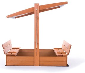 Homokozó 120cm padokkal és tetővel, impregnált + borítás + agrotextília Szürke
