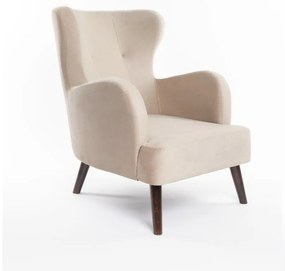 Bézs bársony füles fotel Noemye – Bonami Selection