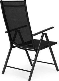 Kerti szék, MultiGarden WR1652-4, fekete, 70 x 57 x 106 cm, állítható háttámla (7 fokozat), összecsukható, acél keret, textil, 100 kg teherbírás, 4 db-os szett