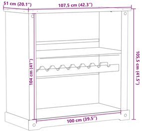 Corona tömör fenyőfa bortároló szekrény 107,5x51x105,5 cm