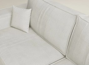 Krémszínű kordbársony kinyitható-tárolóhelyes sarokkanapé (jobb oldali-L alakú) Tonga – Maison de Rêve