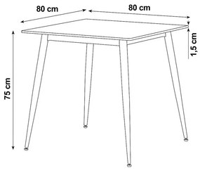 Étkezőasztal 80×80 cm, Kerámia Márvány. HT-398M GREY