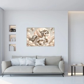 Kép - Egyszarvú a felhőkben (90x60 cm)