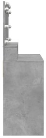 betonszürke fésülködőasztal LED-del 80 x 41 x 134,5 cm