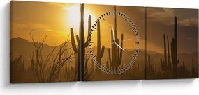 Kép - Saguaro kaktuszok (órával) (90x30 cm)