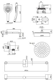 Cersanit S952-011 MODUO zuhanyszett falba építhető csapteleppel, króm