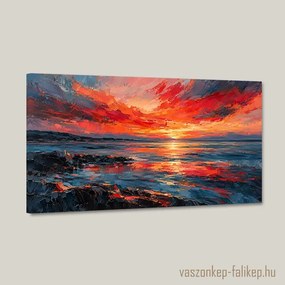 Lángoló horizont falikép – prémium színvilág 40x23 cm