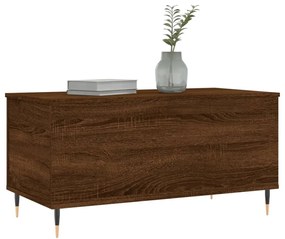 Barna tölgyszínű szerelt fa dohányzóasztal 90x44,5x45 cm