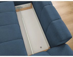 Sötétkék zsenília kinyitható-tárolóhelyes sarokkanapé (bal oldali-heverő résszel) Everest – Bobochic Paris