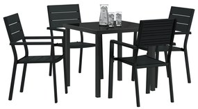 5 Darabos Kerti Étkező Szett Fekete HDPE