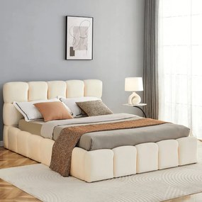 Krém Bársony Franciaágy Ágyneműtartóval. 140x200 MURACJA