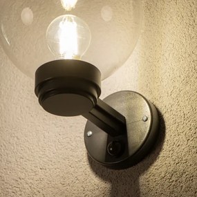 BRILAGI - Kültéri fali lámpa érzékelővel HARBOR 1xE27/40W/230V IP33 fekete/átlátszó