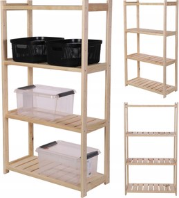 Fa kamrapolc 4 polcos fenyő állvány 124,2x70x33 cm Nagy Eco