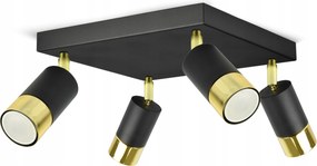 Mennyezeti lámpa Spot cső fém fekete arany GU10