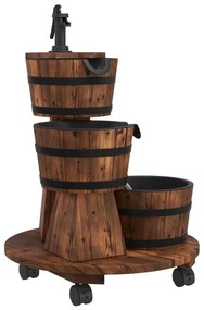 vidaXL tömör fenyőfa kerekes szökőkút szivattyúval 55 x 55 x 80ncm