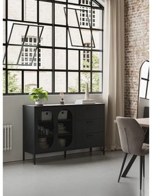 Fekete komód 140x90 cm Diora – Marckeric