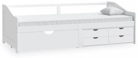 fehér 3 személyes tömör fenyőfa kanapéágy fiókokkal 90 x 200 cm