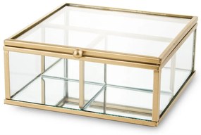 Casablanca design üvegezett fém keretes osztott ékszeres ládika fedéllel 6x13,5x14,5cm