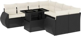 vidaXL 9 részes fekete polyrattan kerti ülőgarnitúra párnákkal