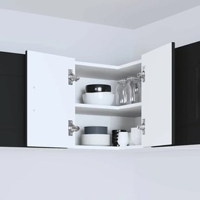 Fali konyhaszekrény polcokkal Fekete 57 x 57 x 40 cm Faanyag
