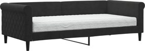 vidaXL fekete bársony heverő matraccal 90 x 200 cm