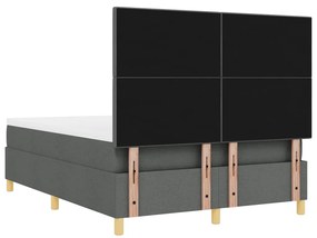 box spring ágy matraccal és LED-del sötétszürke 140x190 cm szövet
