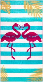 FLAMINGO GOLD Strandtörölköző türkiz 165x90cm