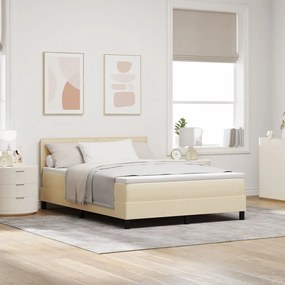 vidaXL Ágykeret Matrac és LED Világítással Krém Színben 140x200 cm Szövet
